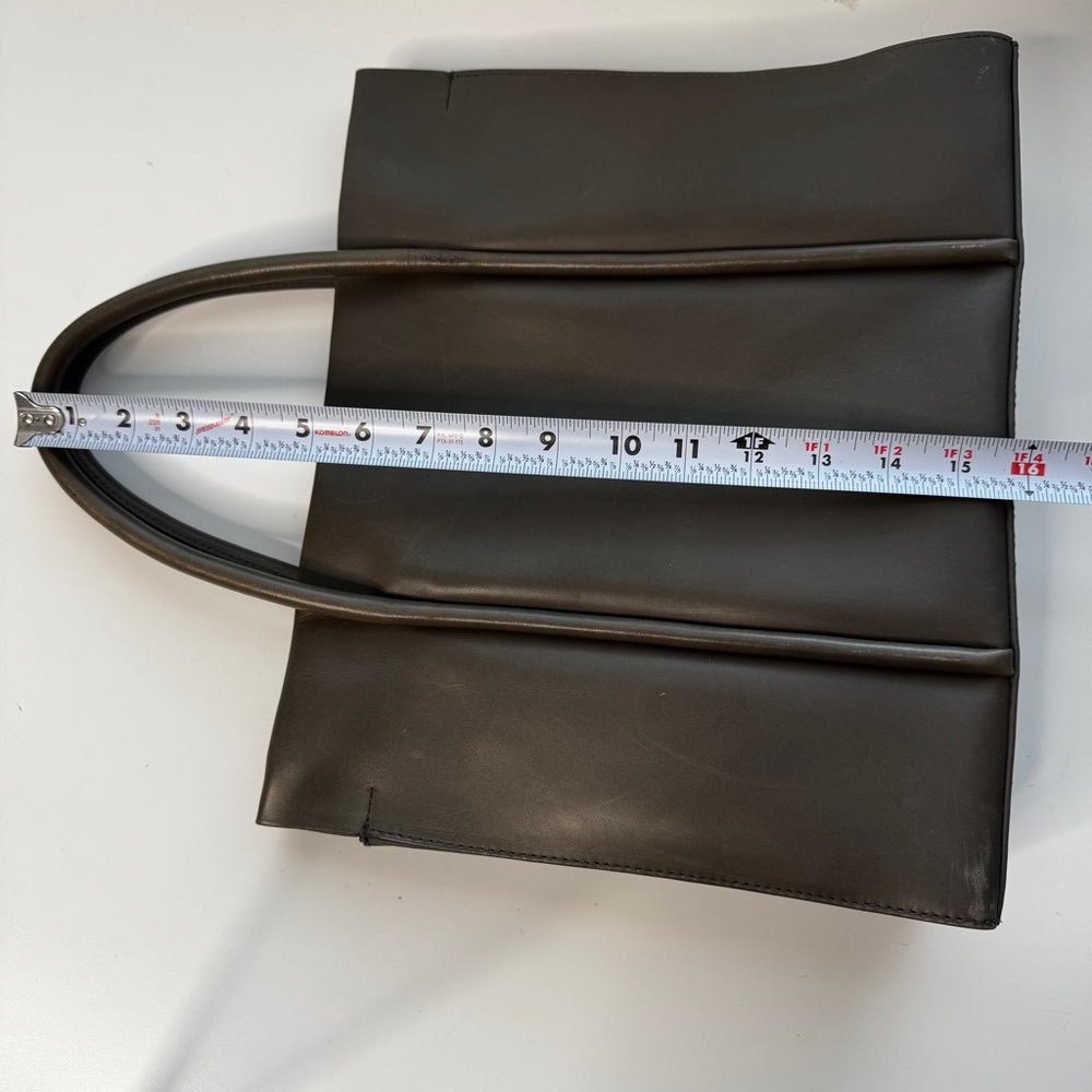 Skagen Structured Pewter Gray Leather Tote Bag Katryn Top Handle - Picture 8 of 16
